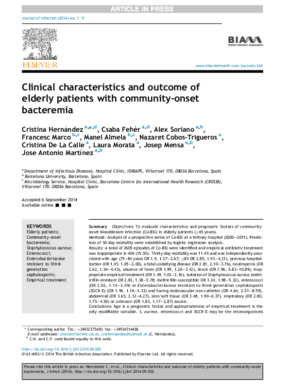 (PDF) Clinical characteristics and outcome of elderly patients with ...