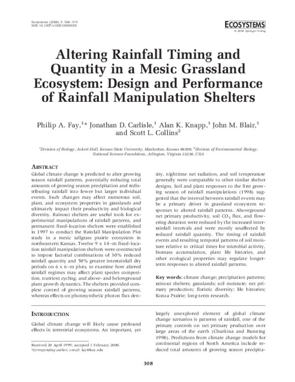 (PDF) Altering Rainfall Timing and Quantity in a Mesic Grassland