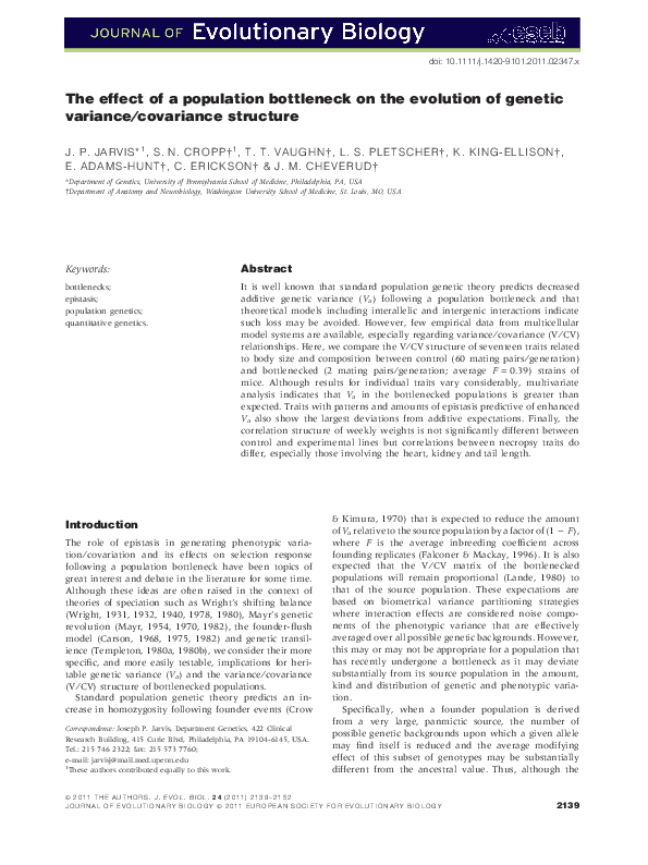 (PDF) The effect of a population bottleneck on the evolution of genetic ...
