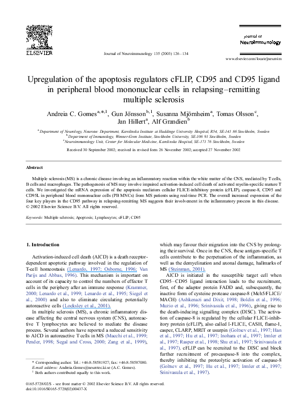 (PDF) Upregulation of the apoptosis regulators cFLIP, CD95 and CD95 ...