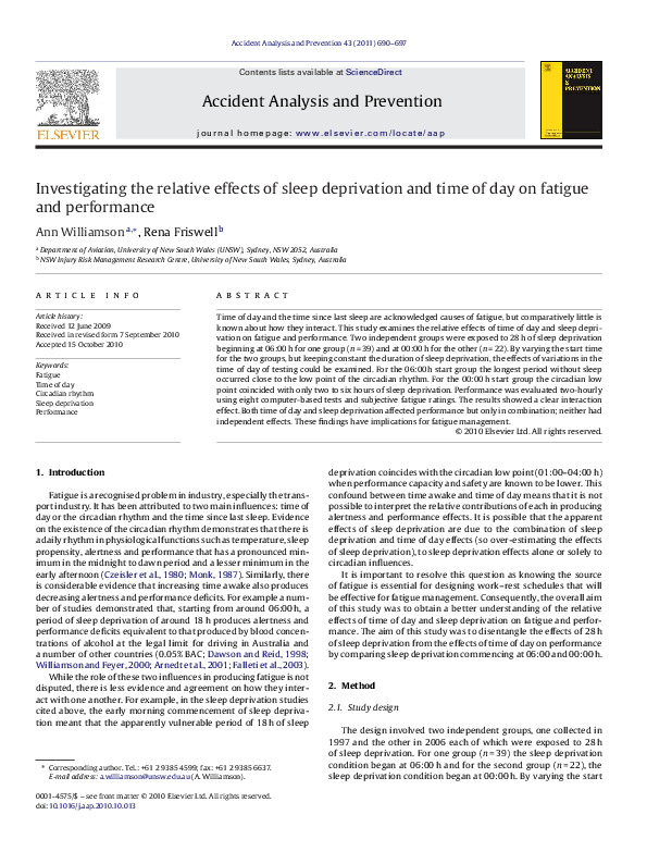 (PDF) Investigating the relative effects of sleep deprivation and time ...