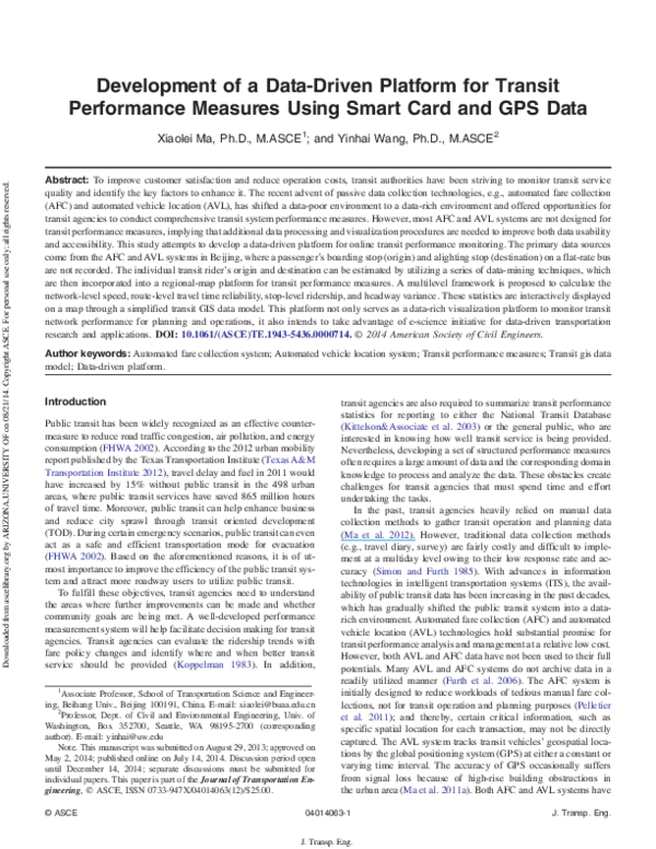 (PDF) Mining Smart Card Data from an Urban Transit Network Martin