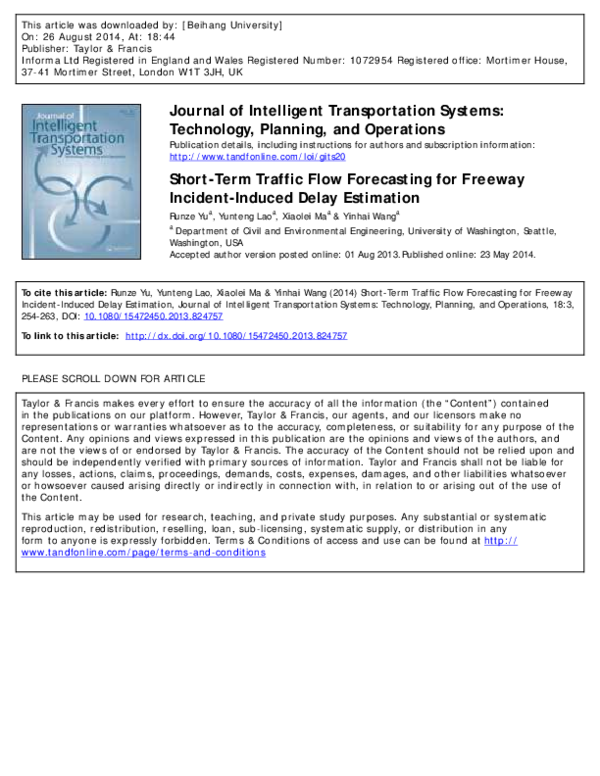 (PDF) Short-Term Traffic Flow Forecasting for Freeway Incident Induced ...
