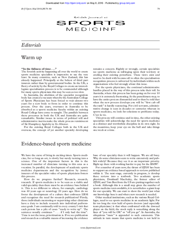 (PDF) Evidence-based sports medicine
