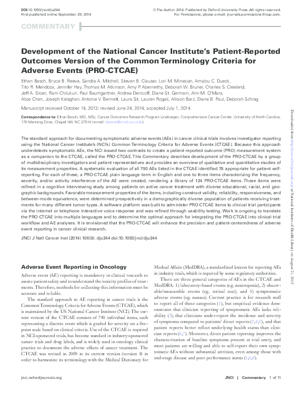 (PDF) Development of the National Cancer Institute's patient-reported ...