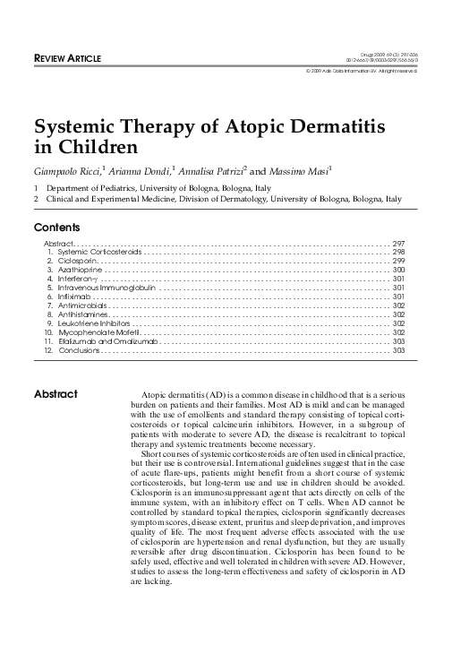 (PDF) Systemic Therapy of Atopic Dermatitis in Children