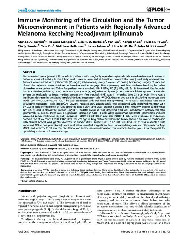 (PDF) Immune monitoring of the circulation and the tumor ...