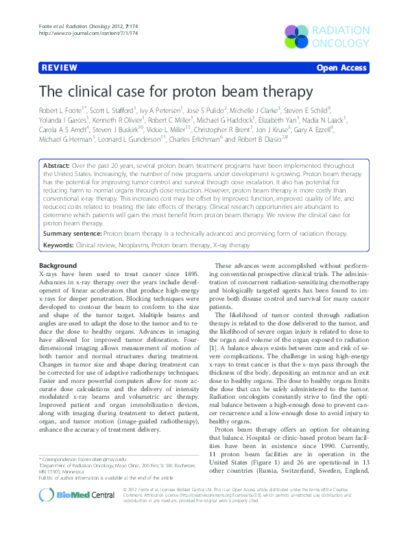 (PDF) The clinical case for proton beam therapy