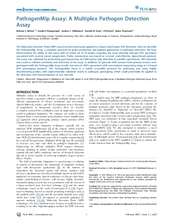 (PDF) PathogenMip Assay: A Multiplex Pathogen Detection Assay