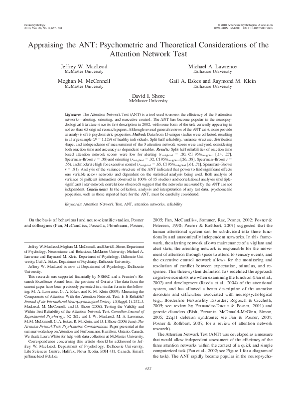 Alerting, orienting, and executive attention picture