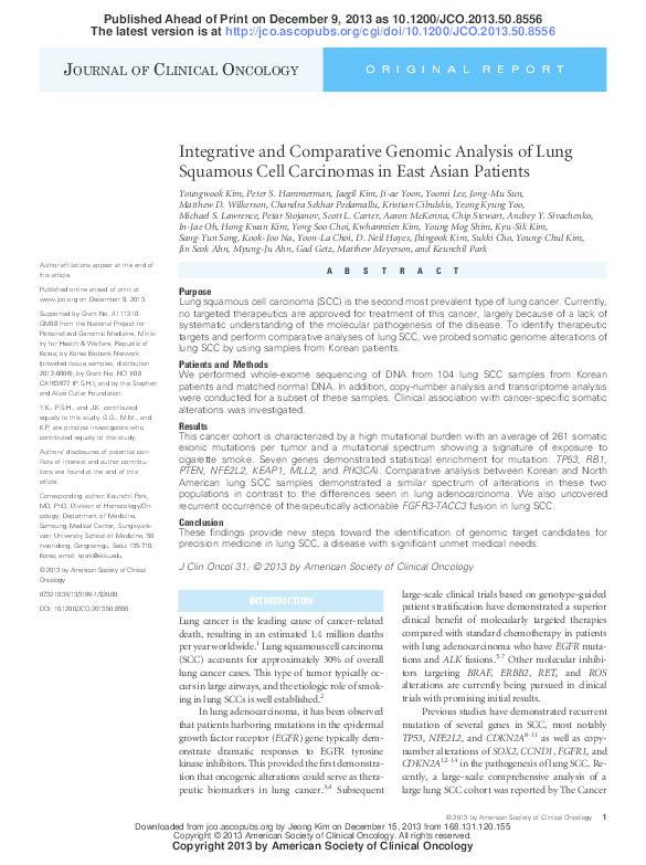 (PDF) Integrative and Comparative Genomic Analysis of Lung Squamous ...