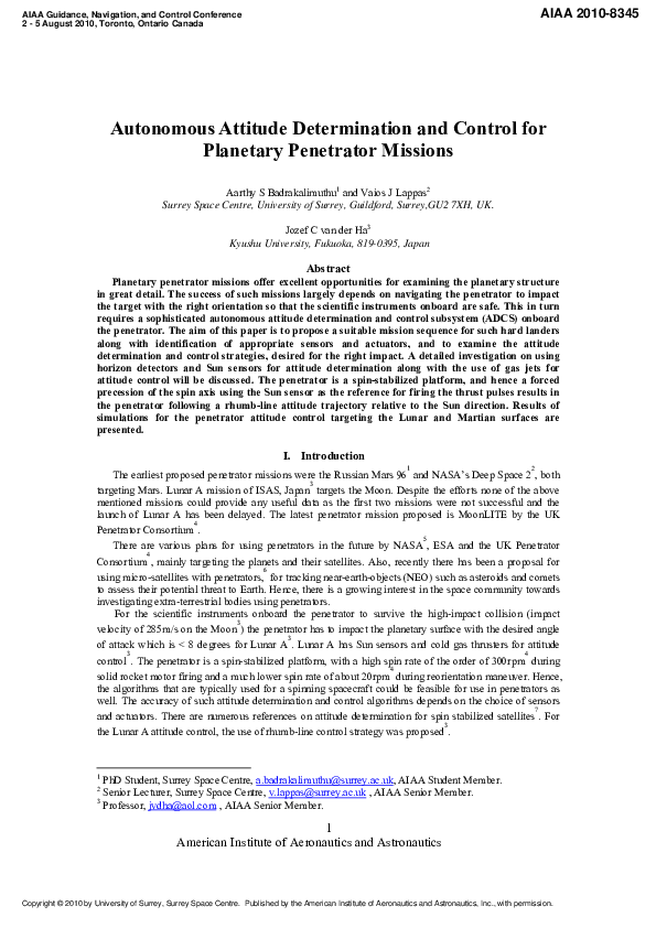 (PDF) Autonomous attitude determination and control system for the ...