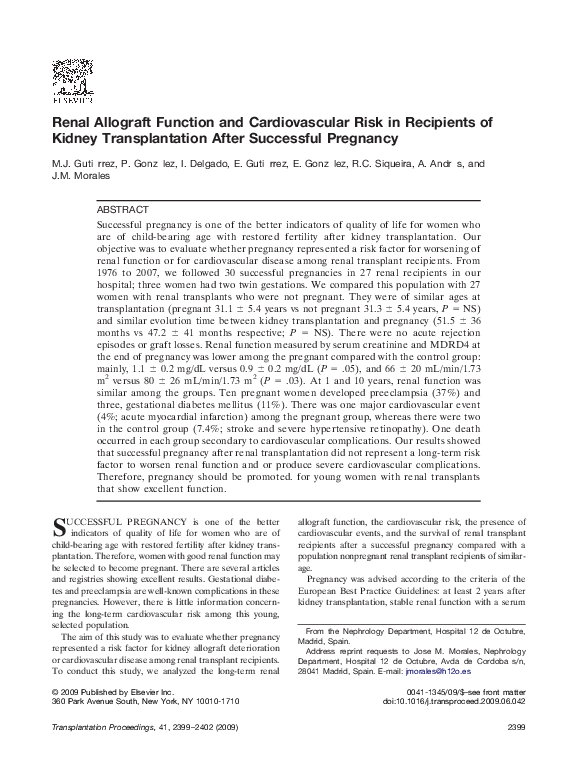 (PDF) Renal Allograft Function and Cardiovascular Risk in Recipients of ...
