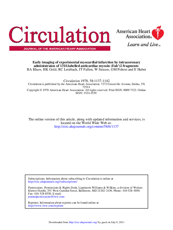 (PDF) Early imaging of experimental myocardial infarction by ...
