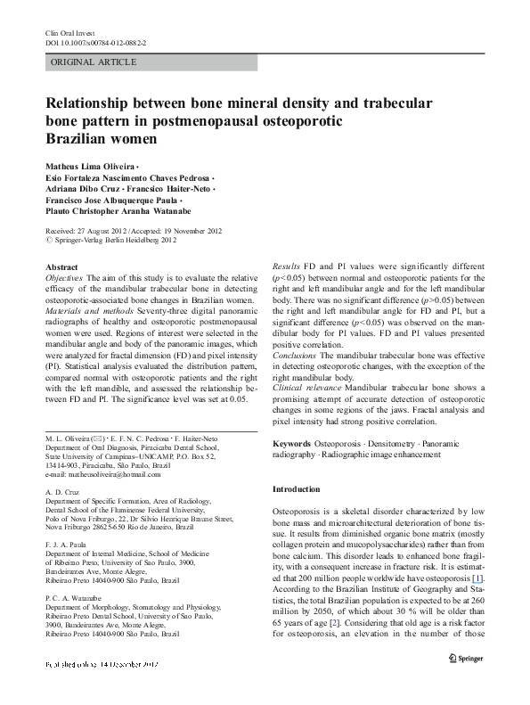 (PDF) Relationship between bone mineral density and trabecular bone ...