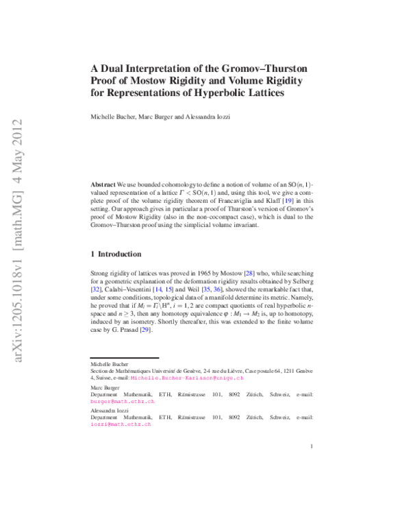 (PDF) A Dual Interpretation of the Gromov--Thurston Proof of Mostow ...