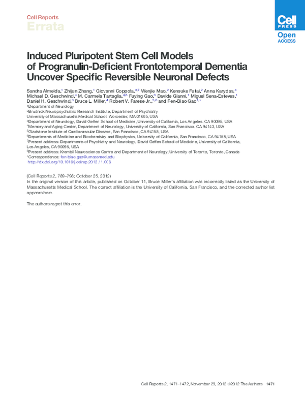 (PDF) Induced Pluripotent Stem Cell Models of ProgranulinDeficient
