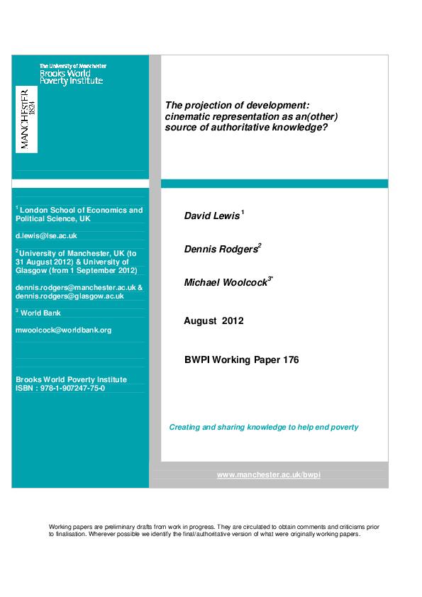 The projection of development: cinematic representation as an(other ...