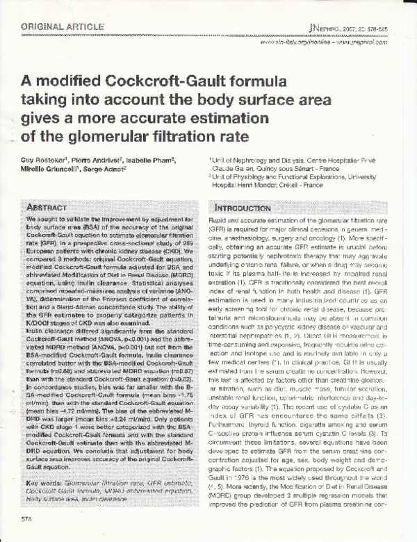 (PDF) A modified CockcroftGault formula taking into account the body