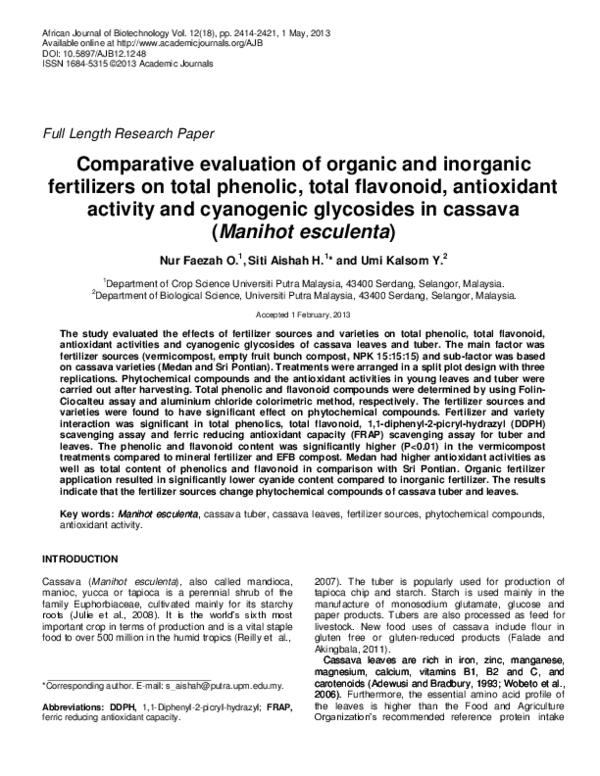 (PDF) Comparative evaluation of organic and fertilizers on