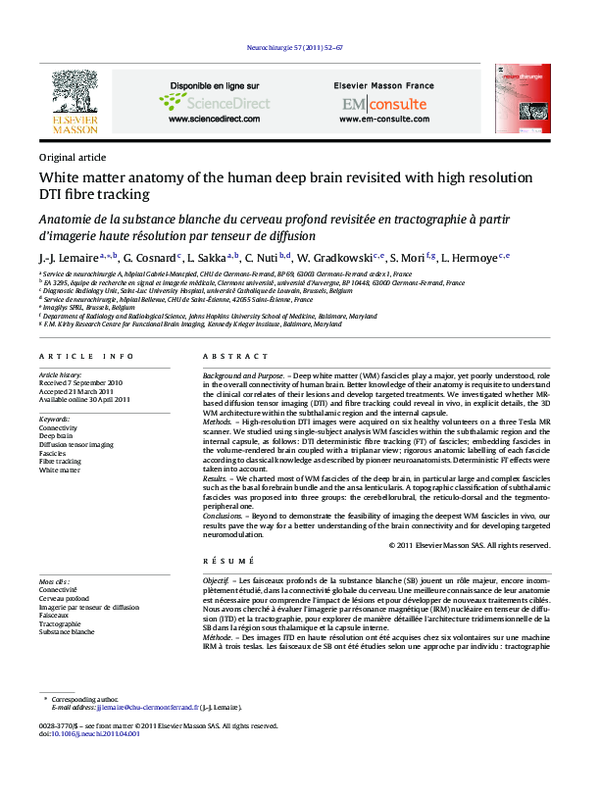 (PDF) White matter anatomy of the human deep brain revisited with high ...