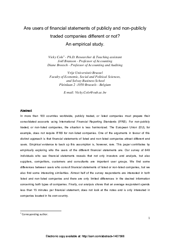 (PDF) Are Users of Financial Statements of Publicly and NonPublicly