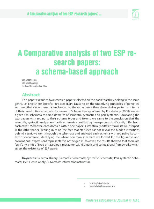 (PDF) A Comparative Analysis of Two ESP Research Papers: A Schema-Based ...