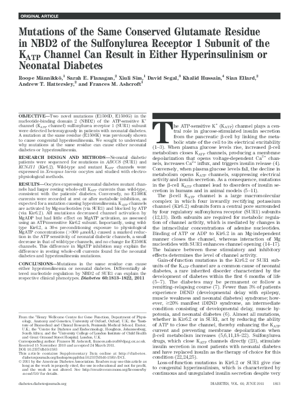 (PDF) Mutations of the Same Conserved Glutamate Residue in NBD2 of the ...