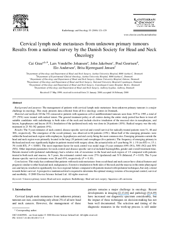 (PDF) Cervical Lymph Node Metastases From Unknown Primary Cancer: A ...