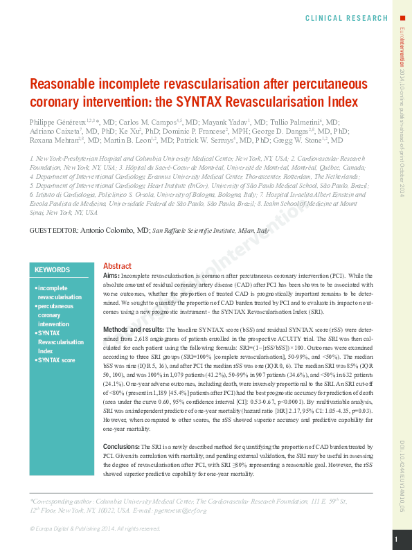 (PDF) Reasonable incomplete revascularisation after percutaneous ...