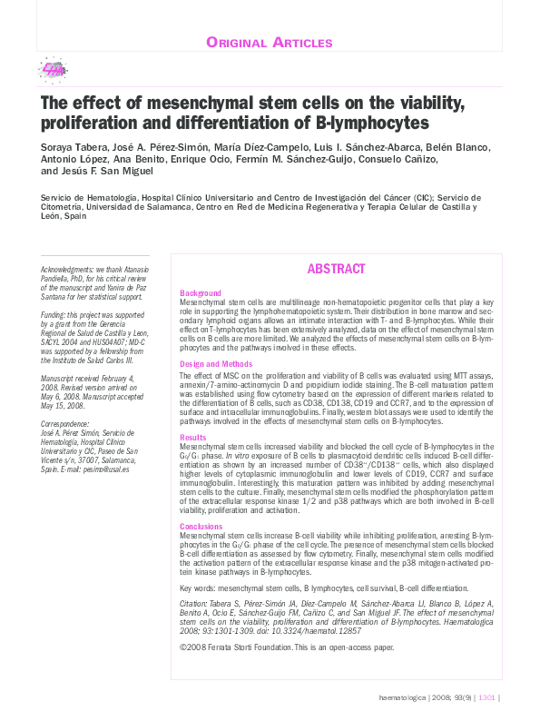 (PDF) The effect of mesenchymal stem cells on the viability ...