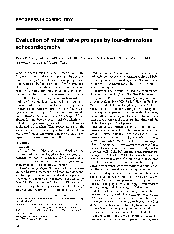 (PDF) Evaluation of mitral valve prolapse by four-dimensional ...