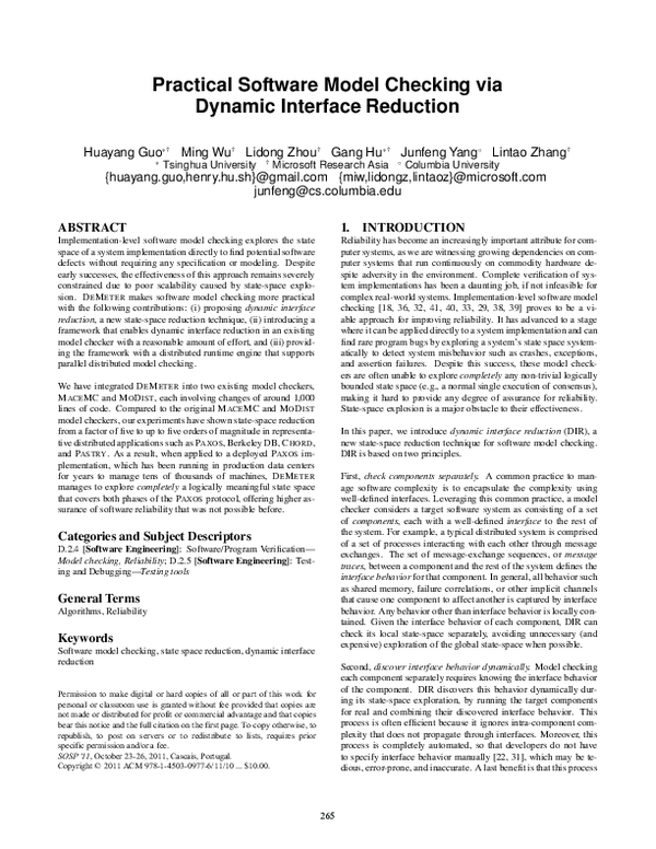 (PDF) Practical software model checking via dynamic interface reduction