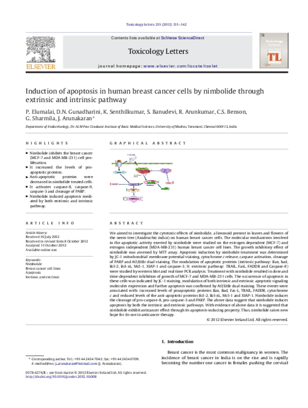 (PDF) Induction of apoptosis in human breast cancer cells by nimbolide ...