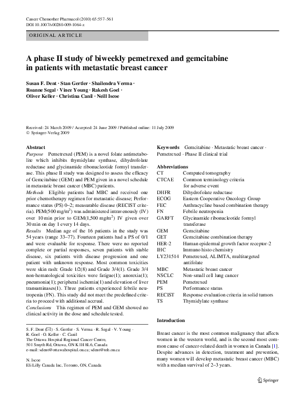 (PDF) A phase II study of biweekly pemetrexed and gemcitabine in ...