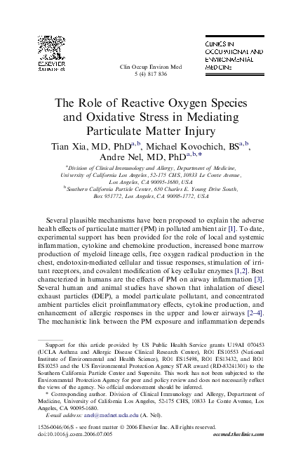 (PDF) The role of reactive oxygen species and oxidative stress in ...