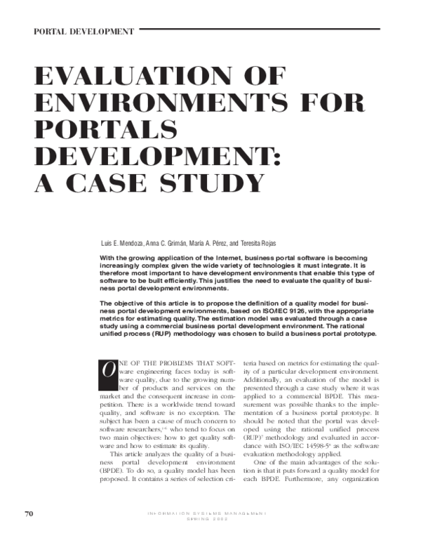 (PDF) Evaluation of environments for portals development: a case study