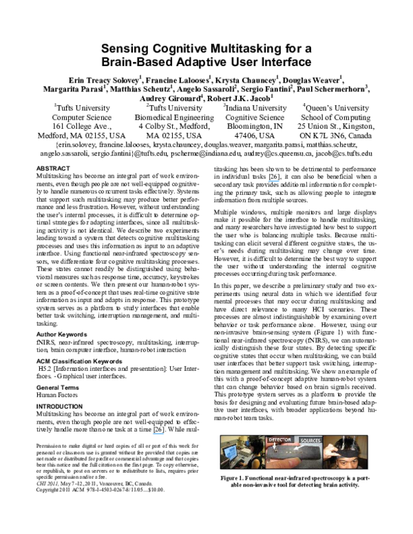 (PDF) Sensing cognitive multitasking for a brain-based adaptive user ...
