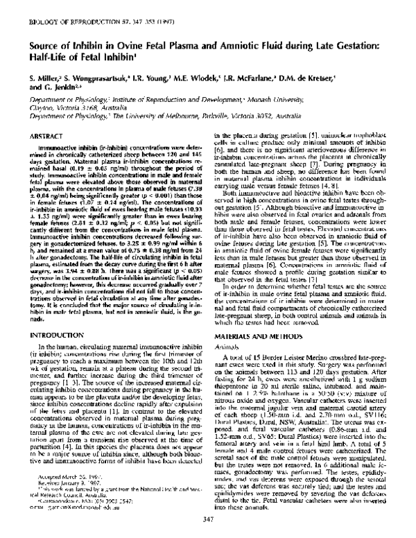 (PDF) Source of inhibin in ovine fetal plasma and amniotic fluid during ...