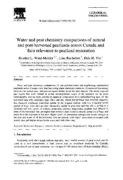 (PDF) Water and peat chemistry comparisons of natural and post ...