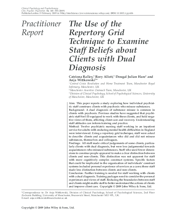 (PDF) The use of the repertory grid technique to examine staff beliefs ...