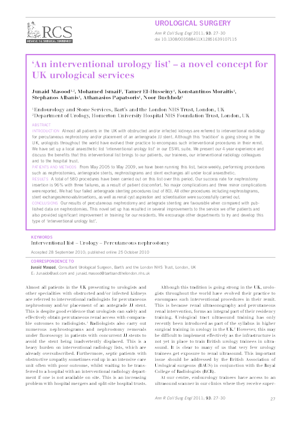 (PDF) An interventional urology list' - a novel concept for UK ...