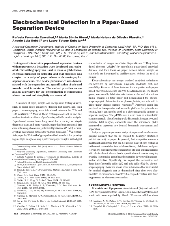 (PDF) Electrochemical Detection in a Paper-Based Separation Device