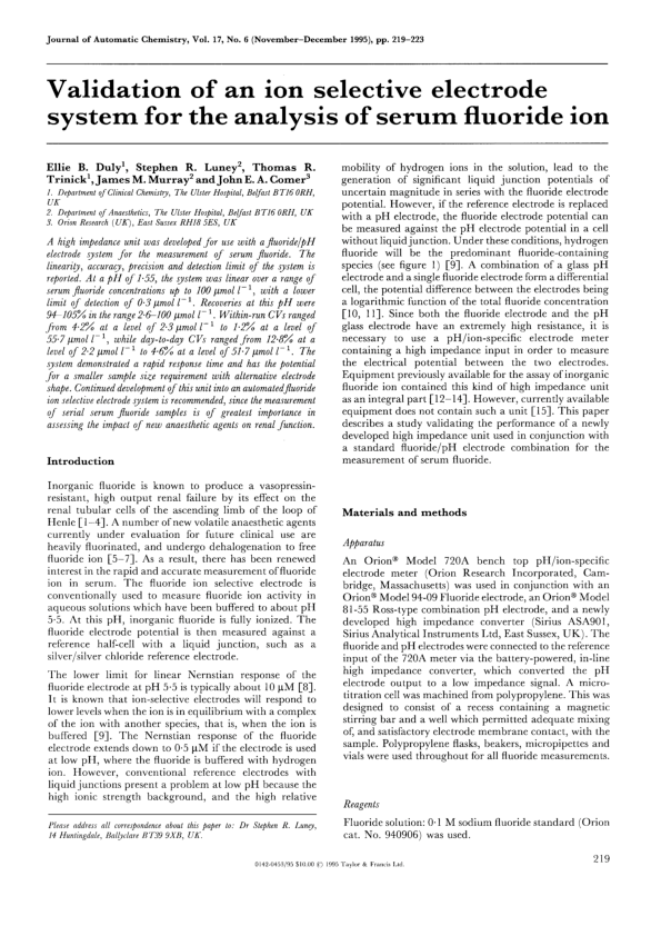 (PDF) Validation of an ion selective electrode system for the analysis