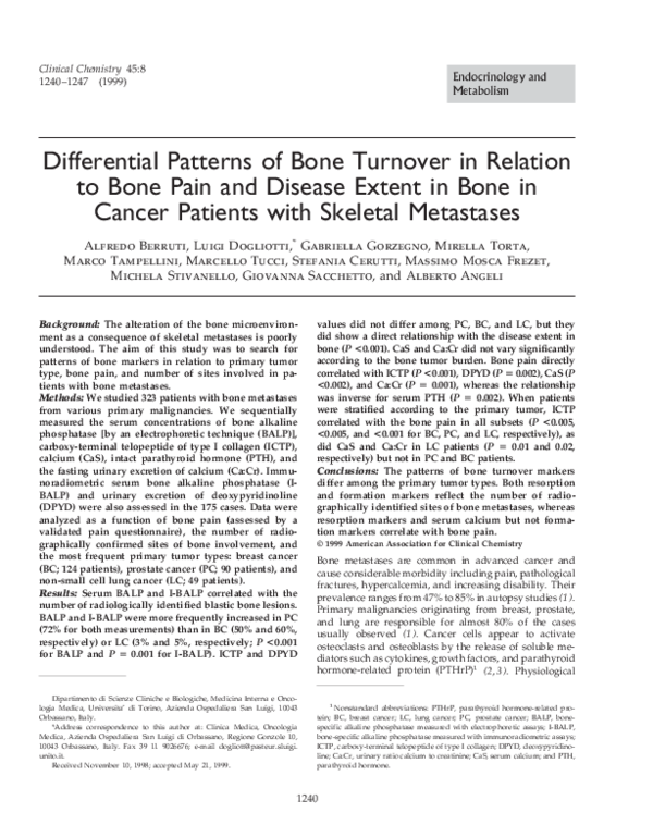 (PDF) Differential patterns of bone turnover in relation to bone pain ...
