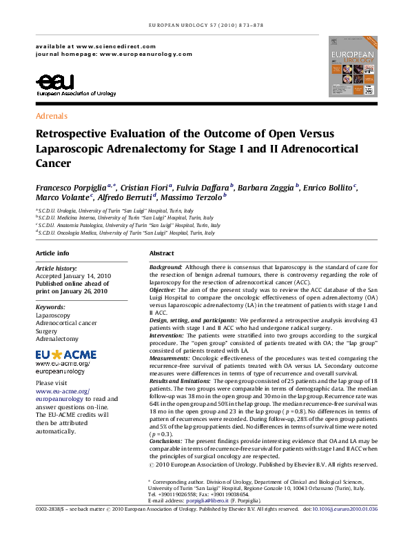 (PDF) Retrospective Evaluation of the Outcome of Open Versus ...