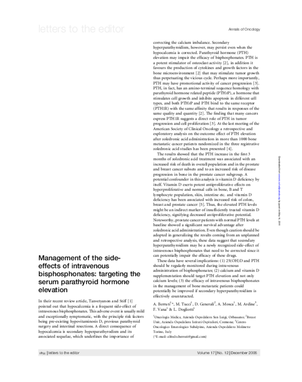 (PDF) Management of the side-effects of intravenous bisphosphonates ...