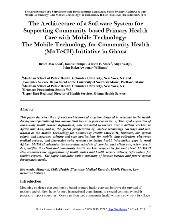 (PDF) The Architecture of a Software System for Supporting Community ...