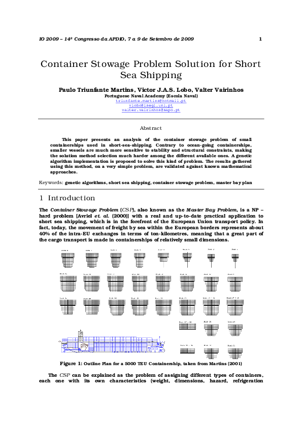 (PDF) Container Stowage Problem Solution for Short Sea Shipping