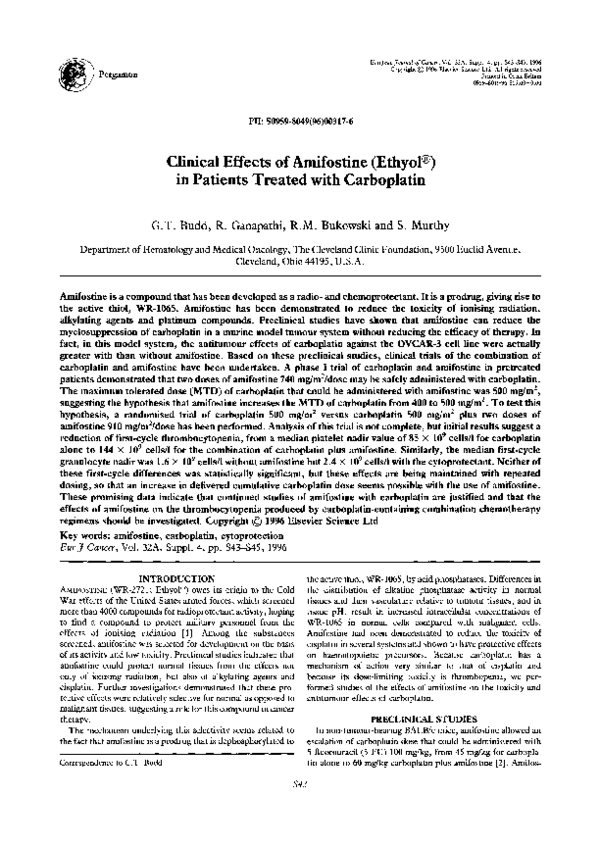 (PDF) Clinical effects of amifostine (Ethyol®) in patients treated with ...
